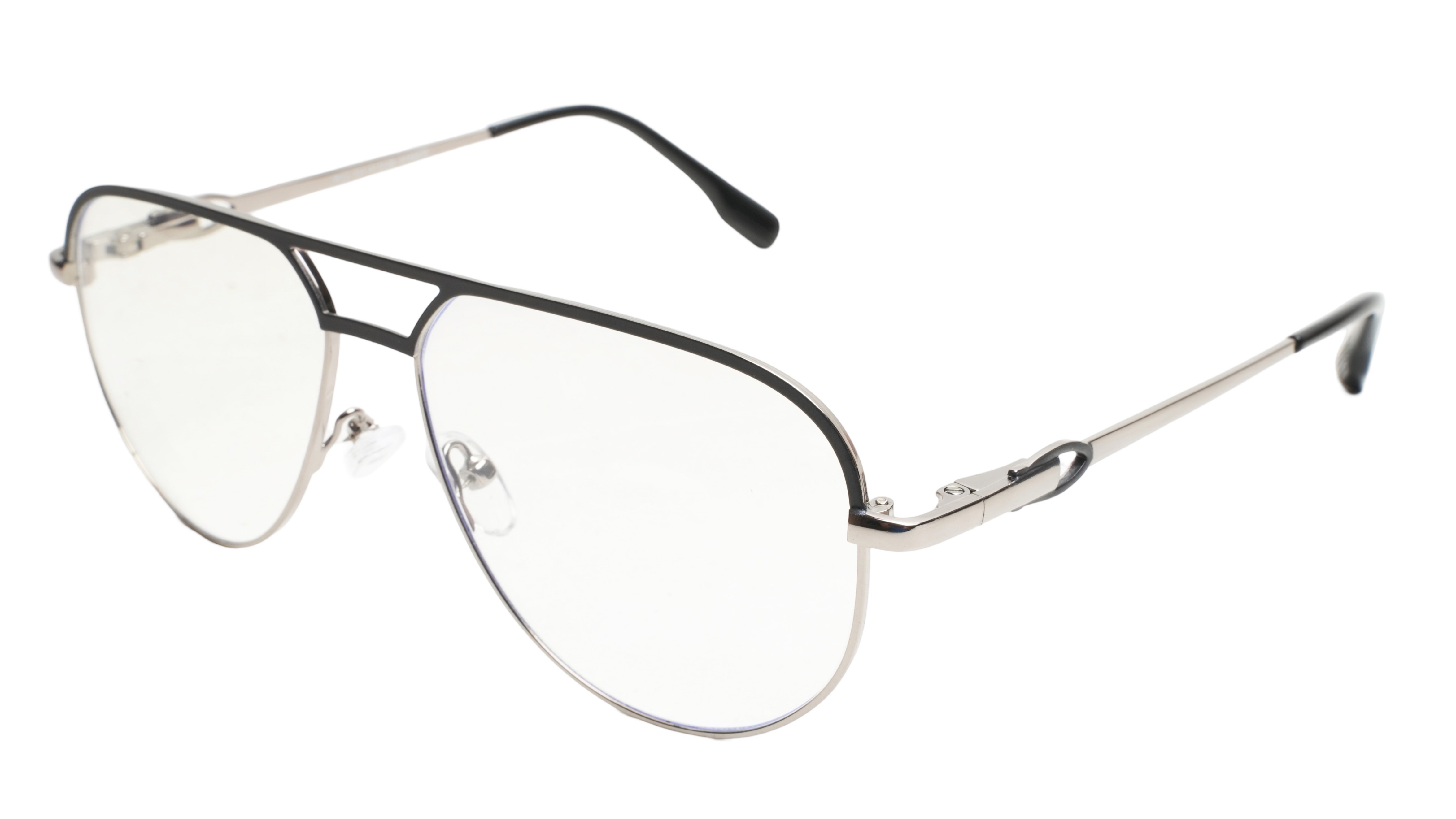 Soigné Unisex Aviator Spectacle Frame.Black&Silver Color-Large