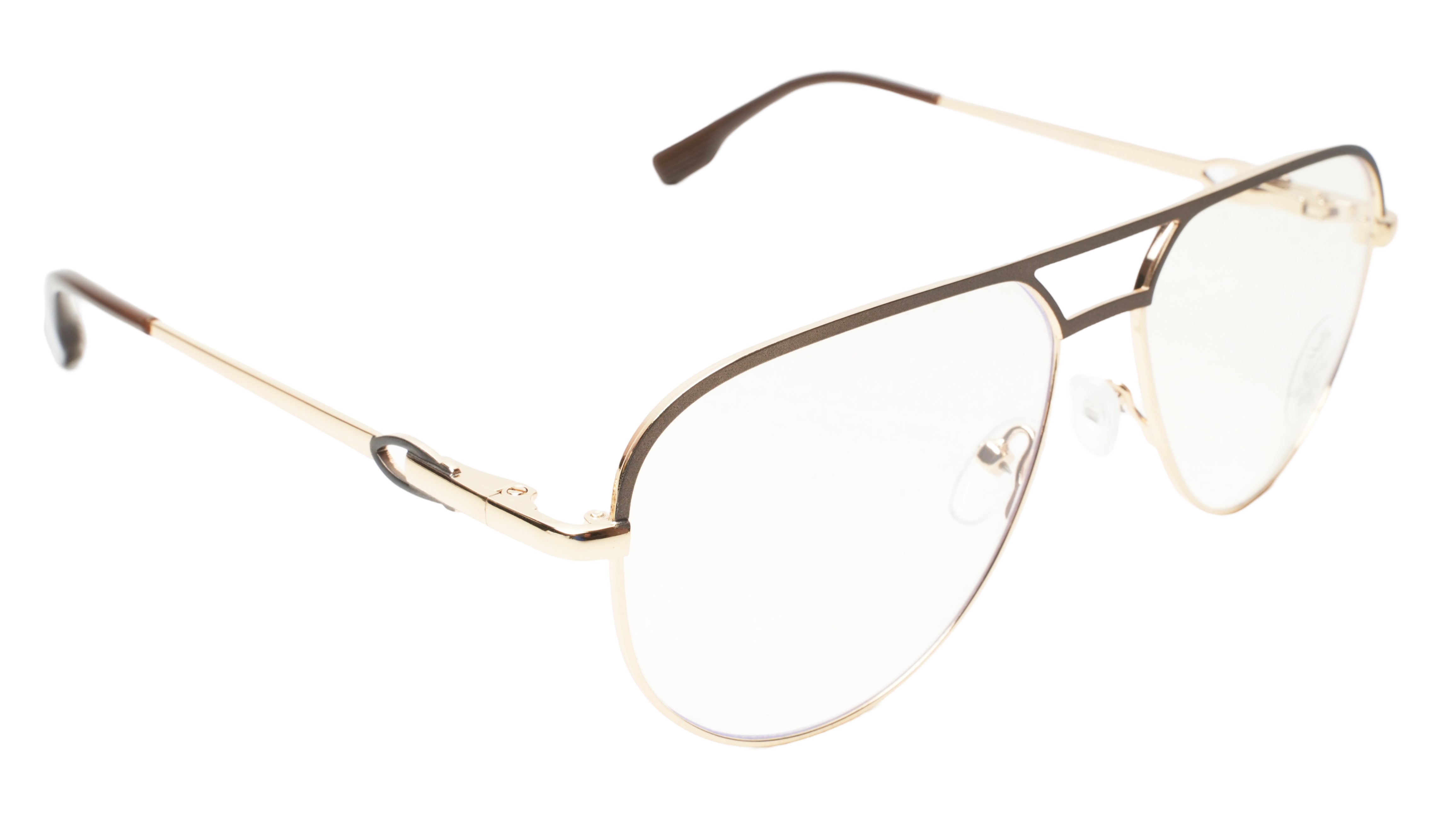 Soigné Unisex Aviator Spectacle Frame.Brown&Gold-Large