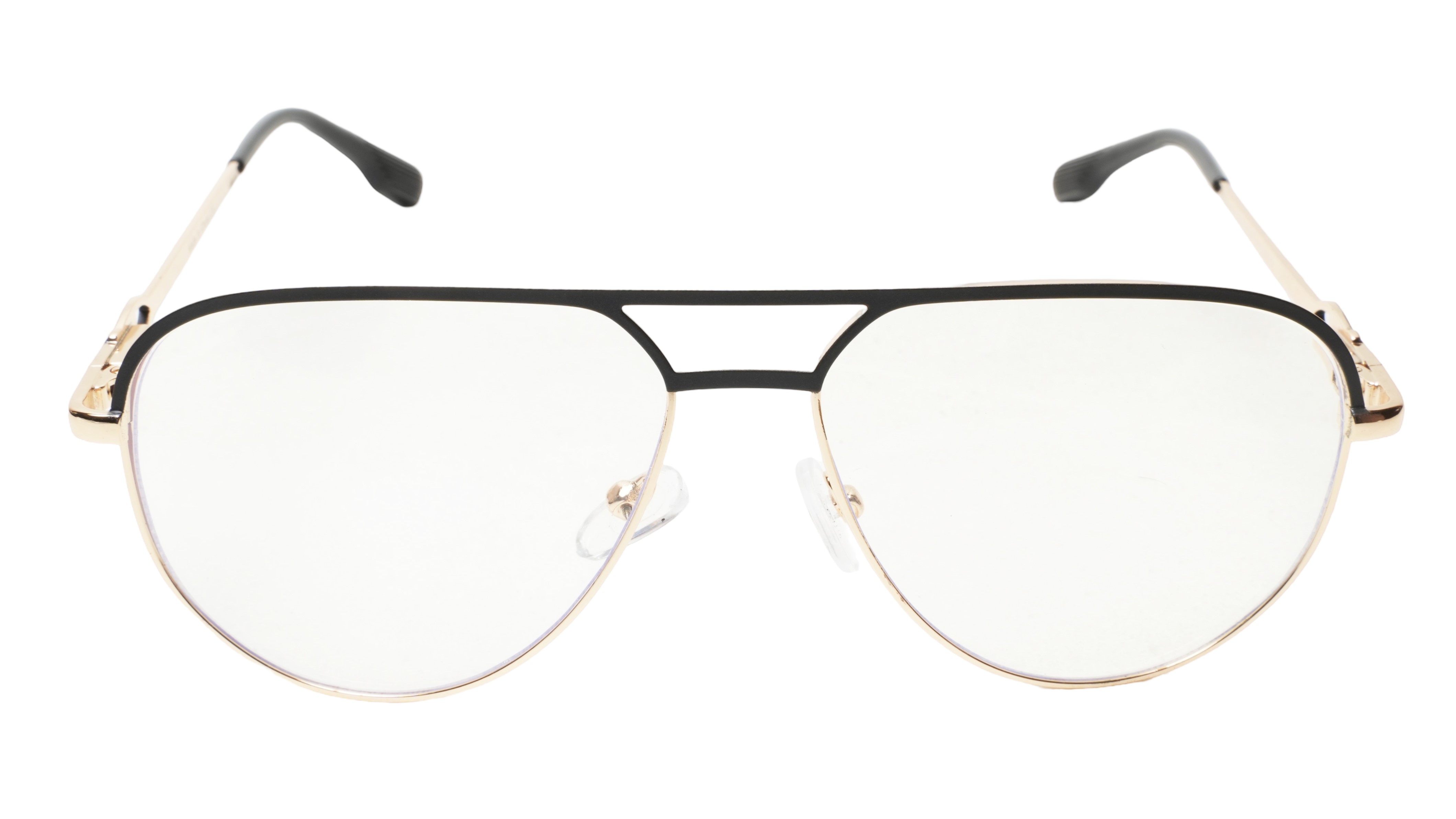 Soigné Unisex Aviator Spectacle Frame.Golden&Black-Large
