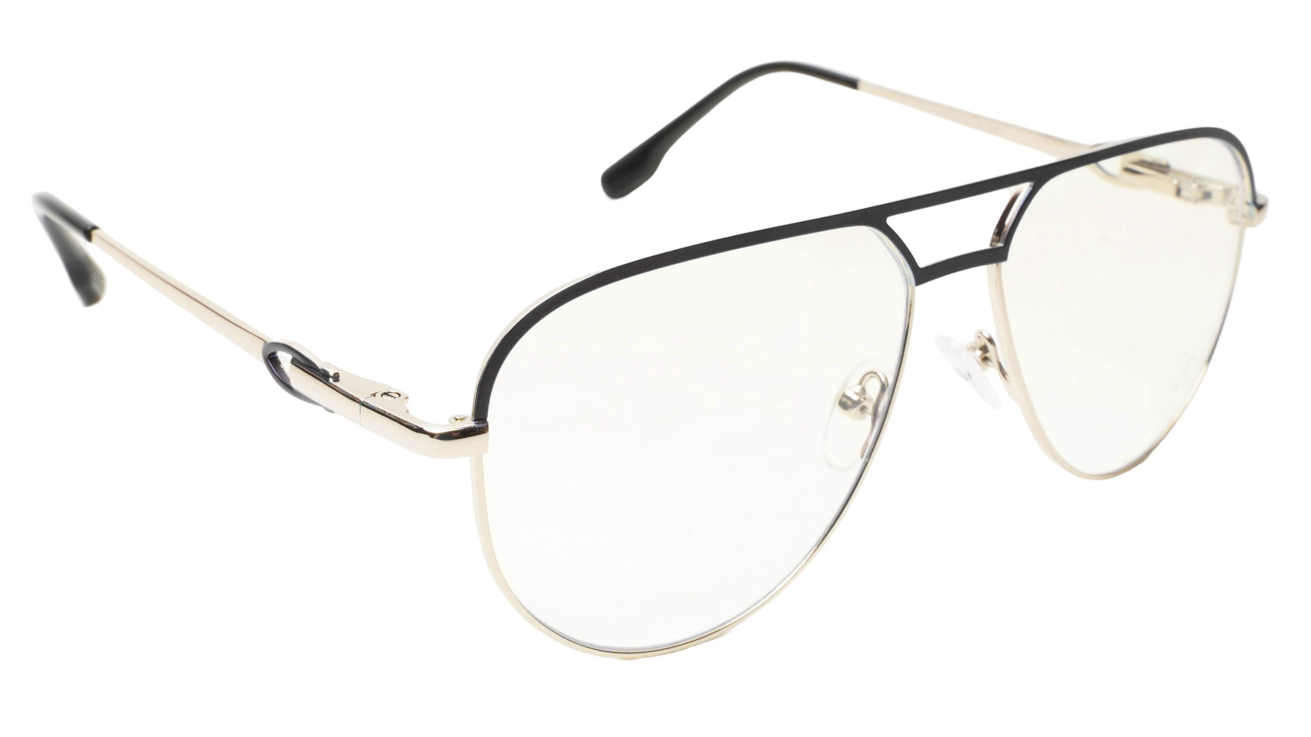 Soigné Unisex Aviator Spectacle Frame.Golden&Black-Large