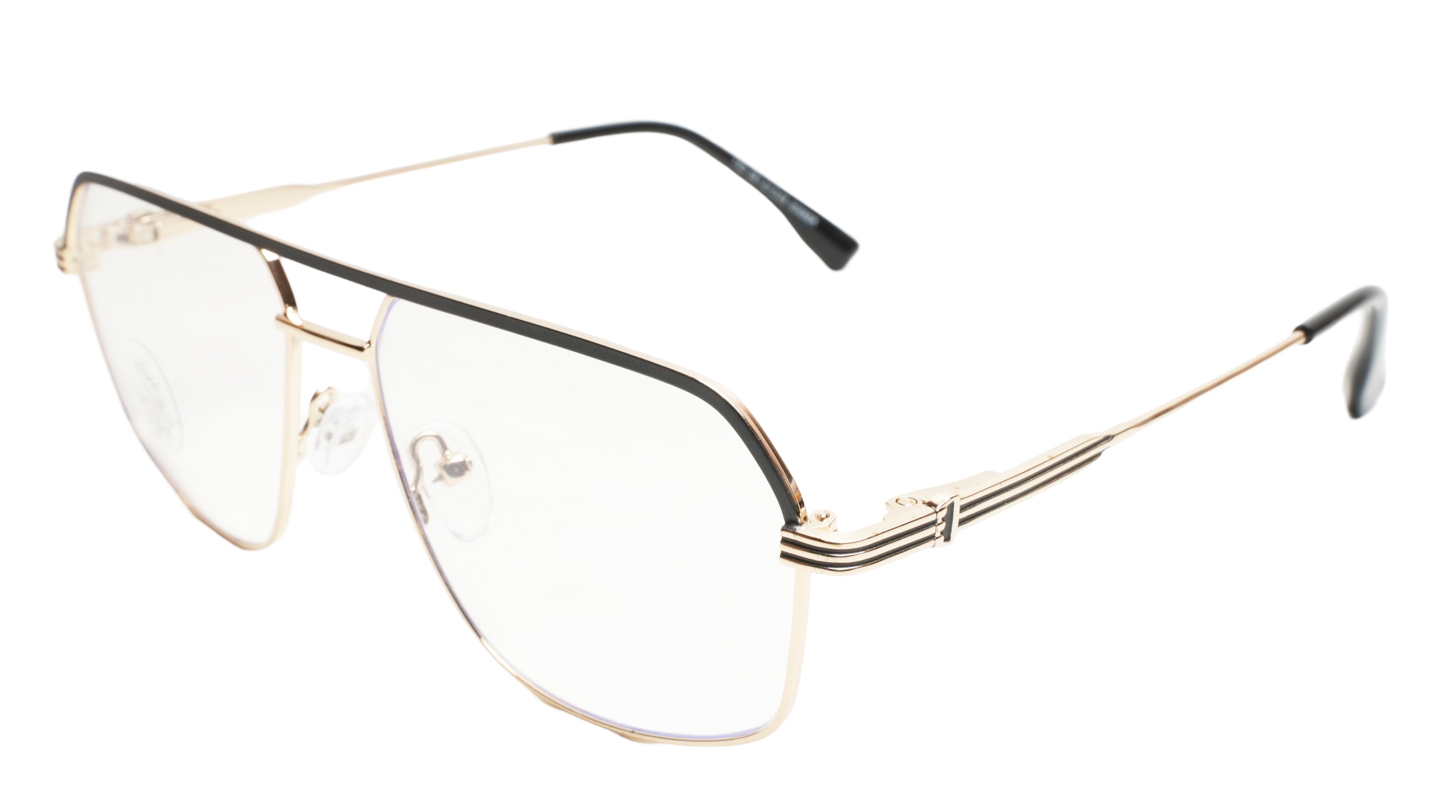 Soigné Unisex Rectangular Spectacle Frame.Gold&Black-Medium