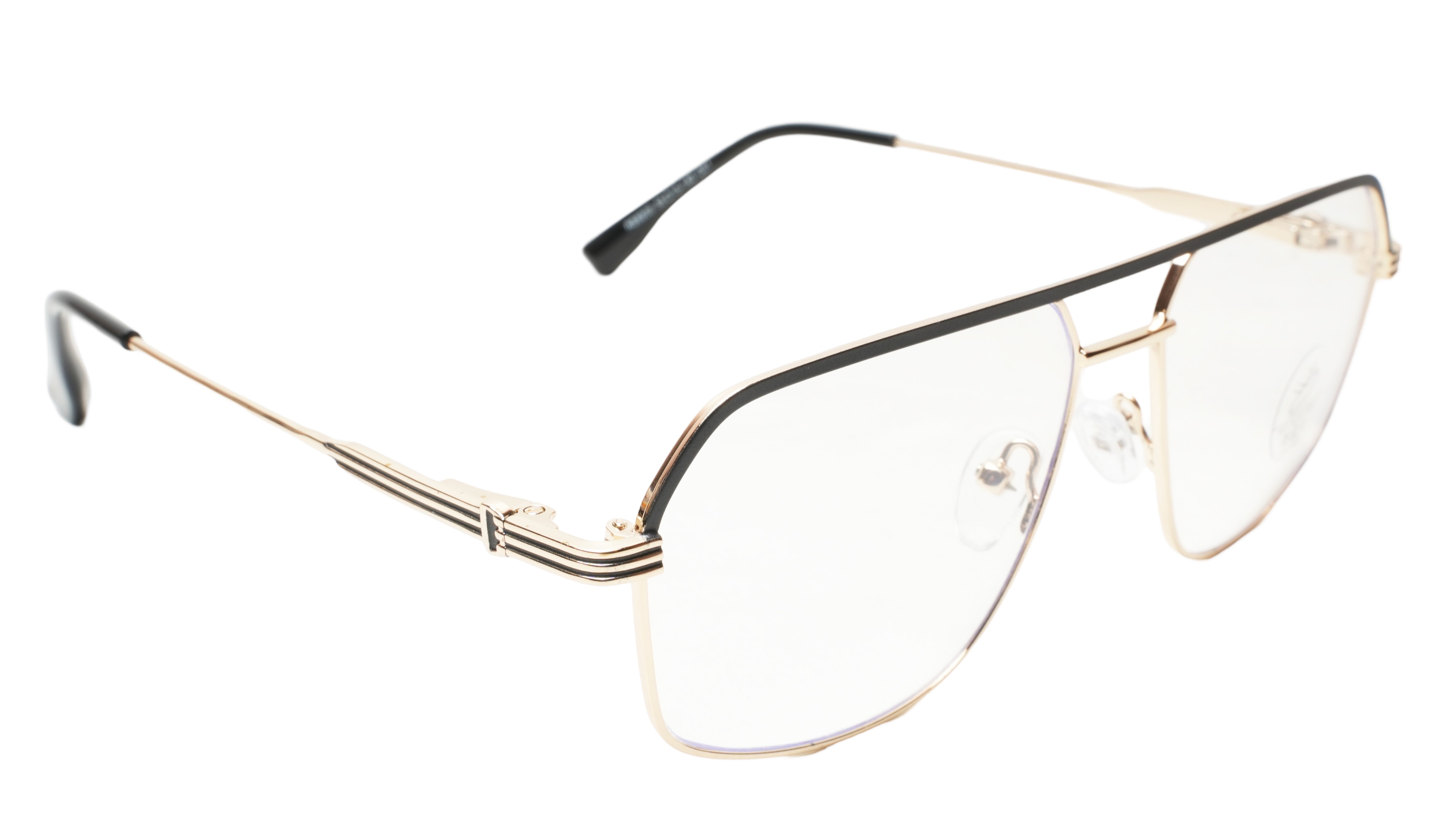 Soigné Unisex Rectangular Spectacle Frame.Gold&Black-Medium