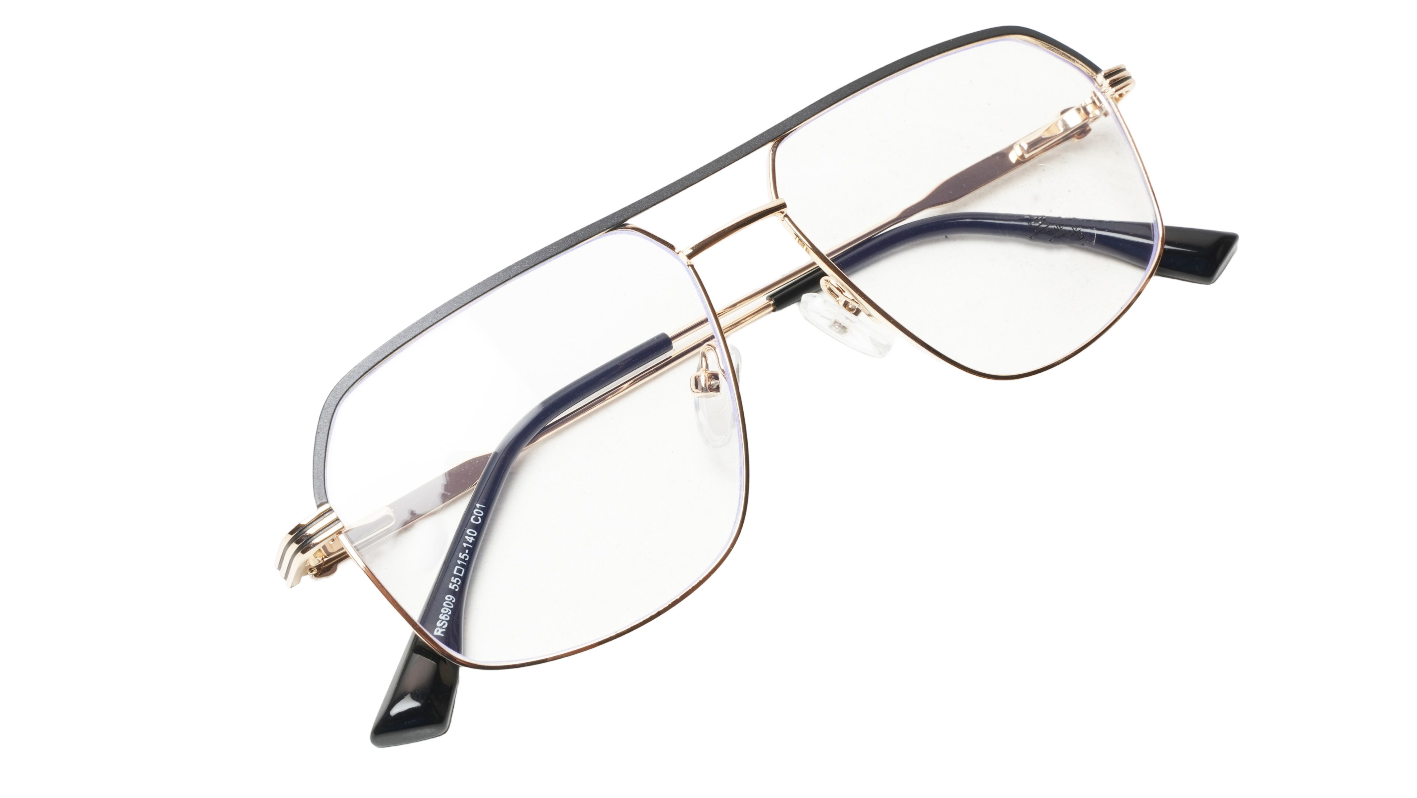 Soigné Unisex Rectangular Spectacle Frame.Gold&Black-Medium