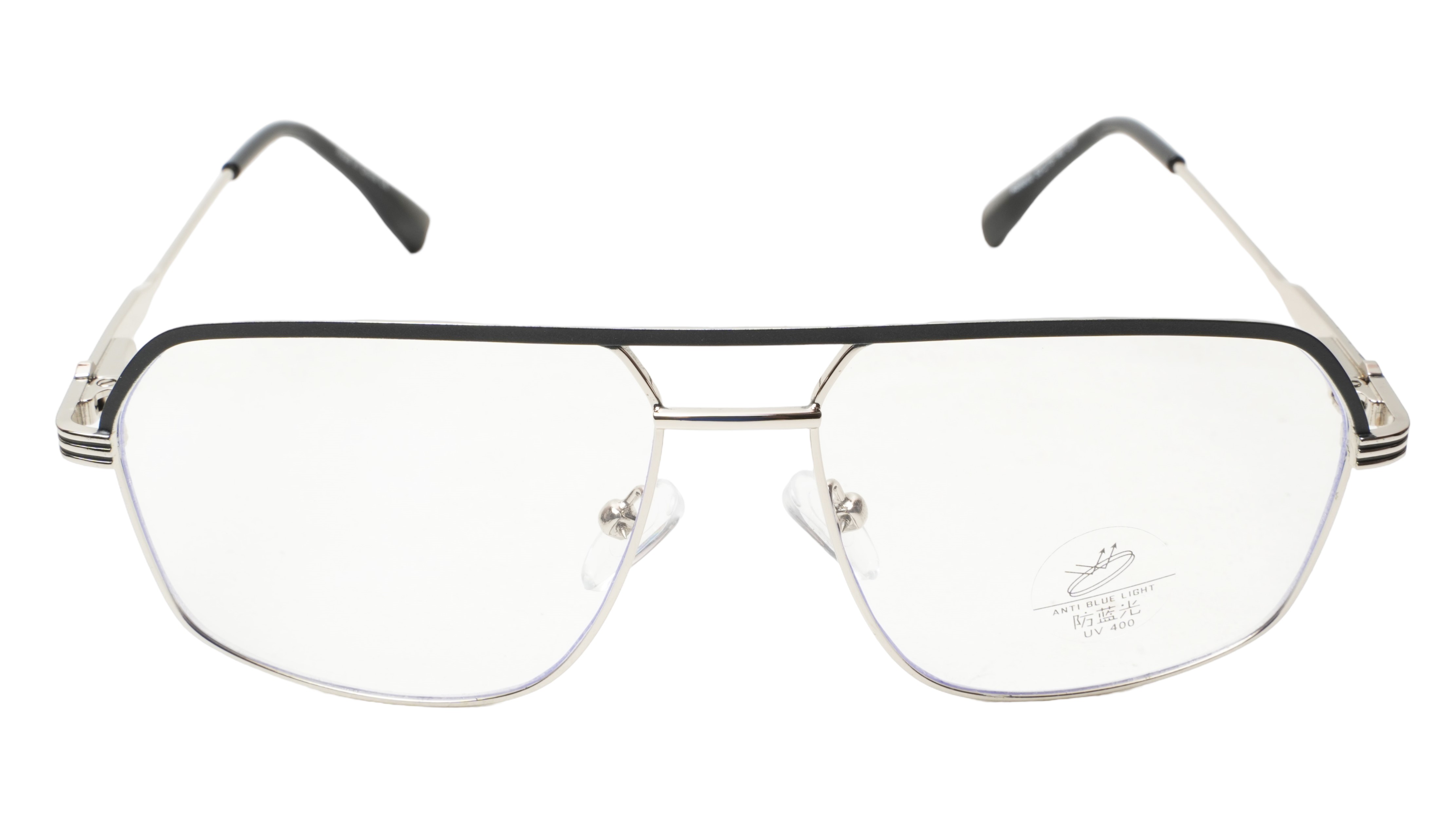 Soigné Unisex Rectangular Spectacle Frame.Silver&Black Color-Medium