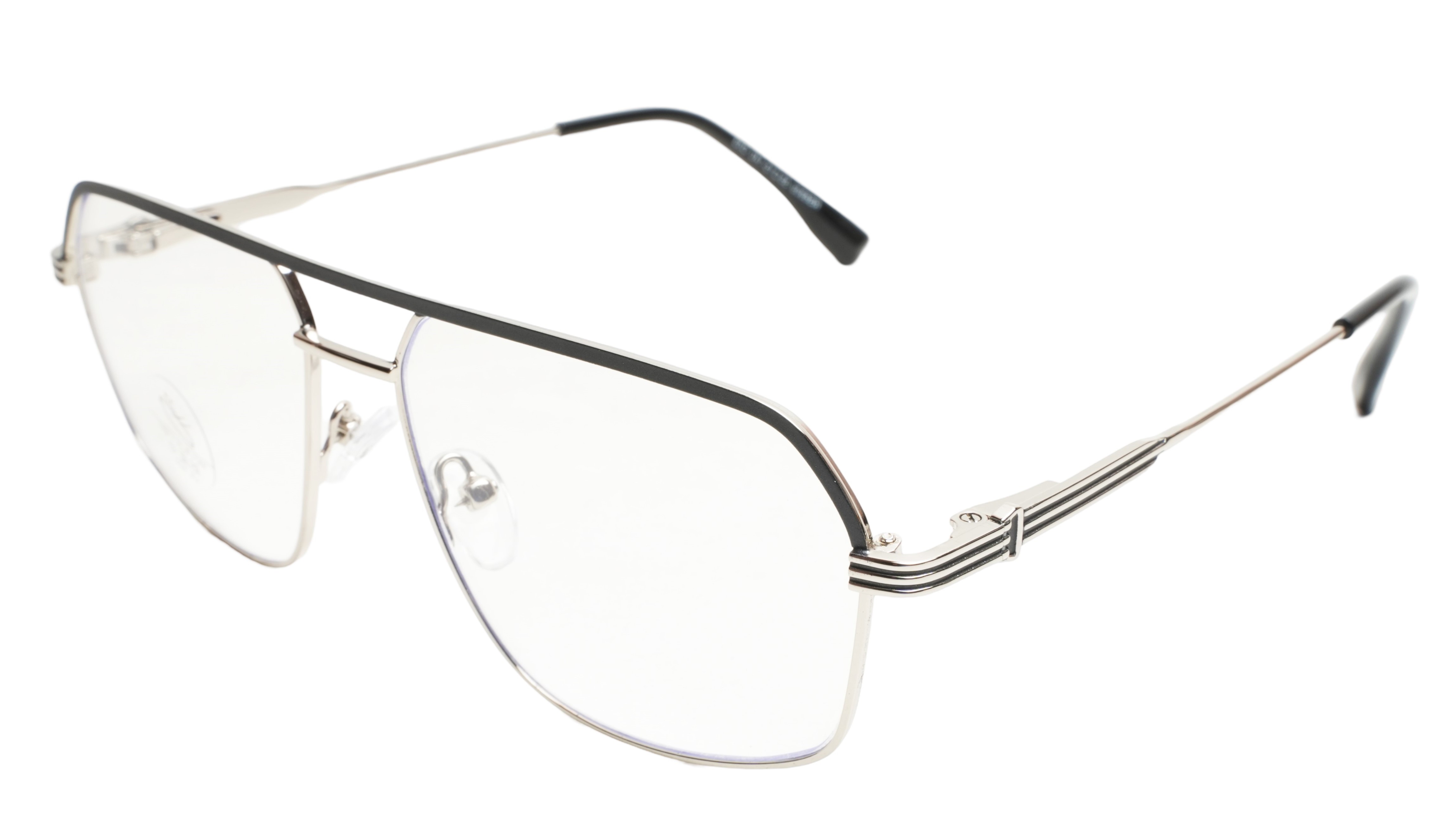 Soigné Unisex Rectangular Spectacle Frame.Silver&Black Color-Medium