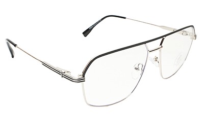 Soigné Unisex Rectangular Spectacle Frame.Silver&Black Color-Medium