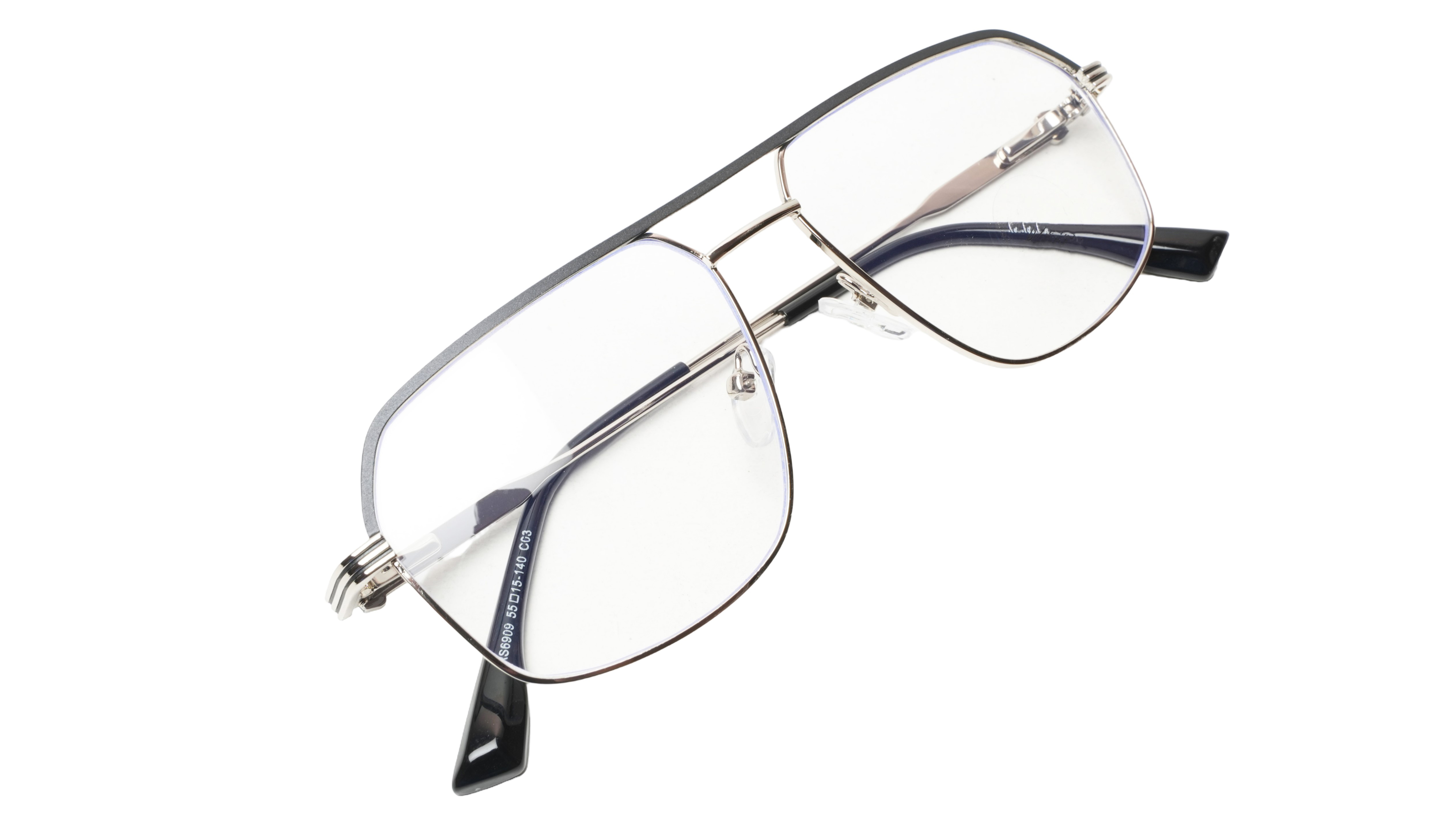Soigné Unisex Rectangular Spectacle Frame.Silver&Black Color-Medium