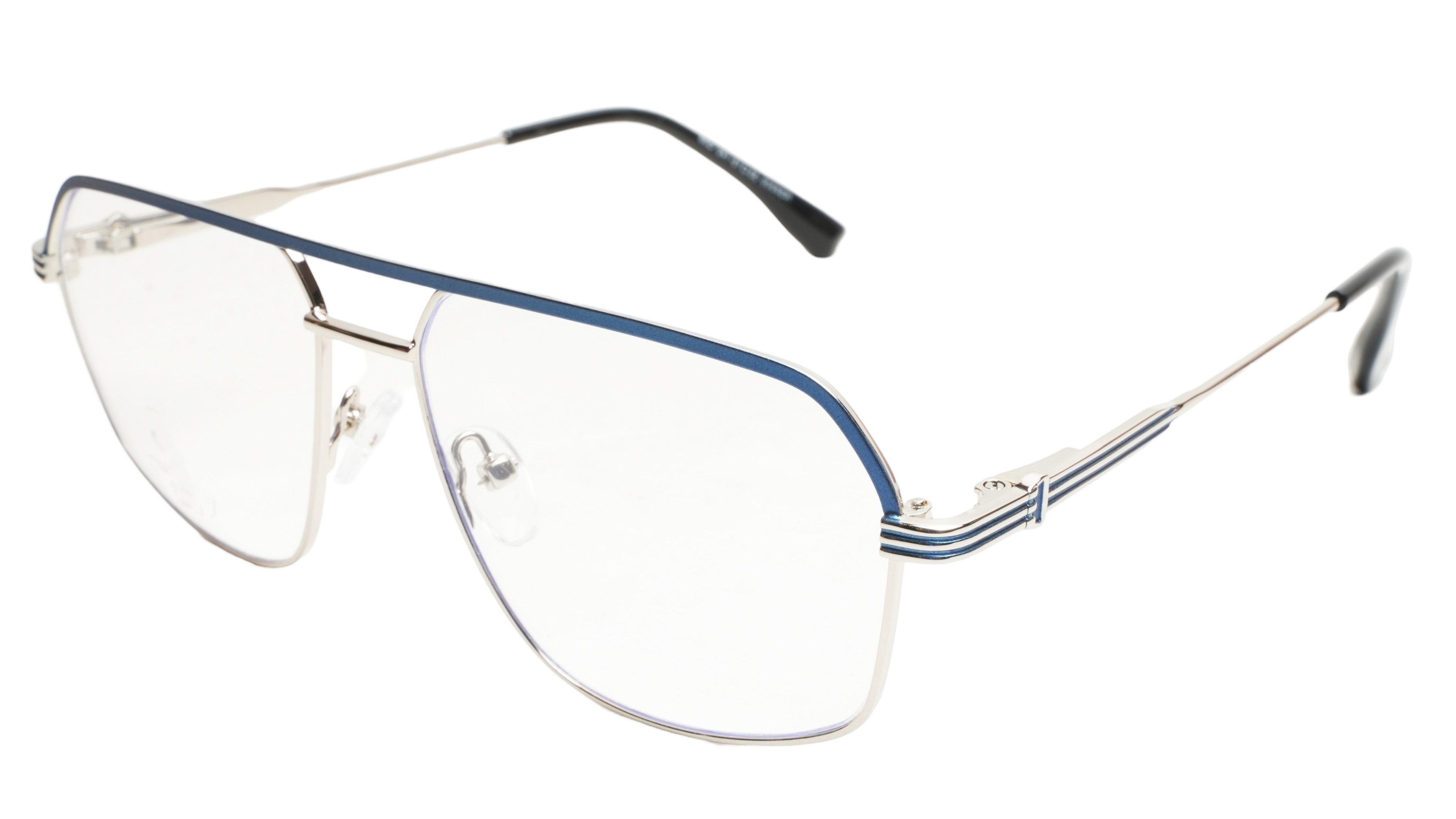Soigné Unisex Rectangular Spectacle Frame.Blue&Silver-Medium
