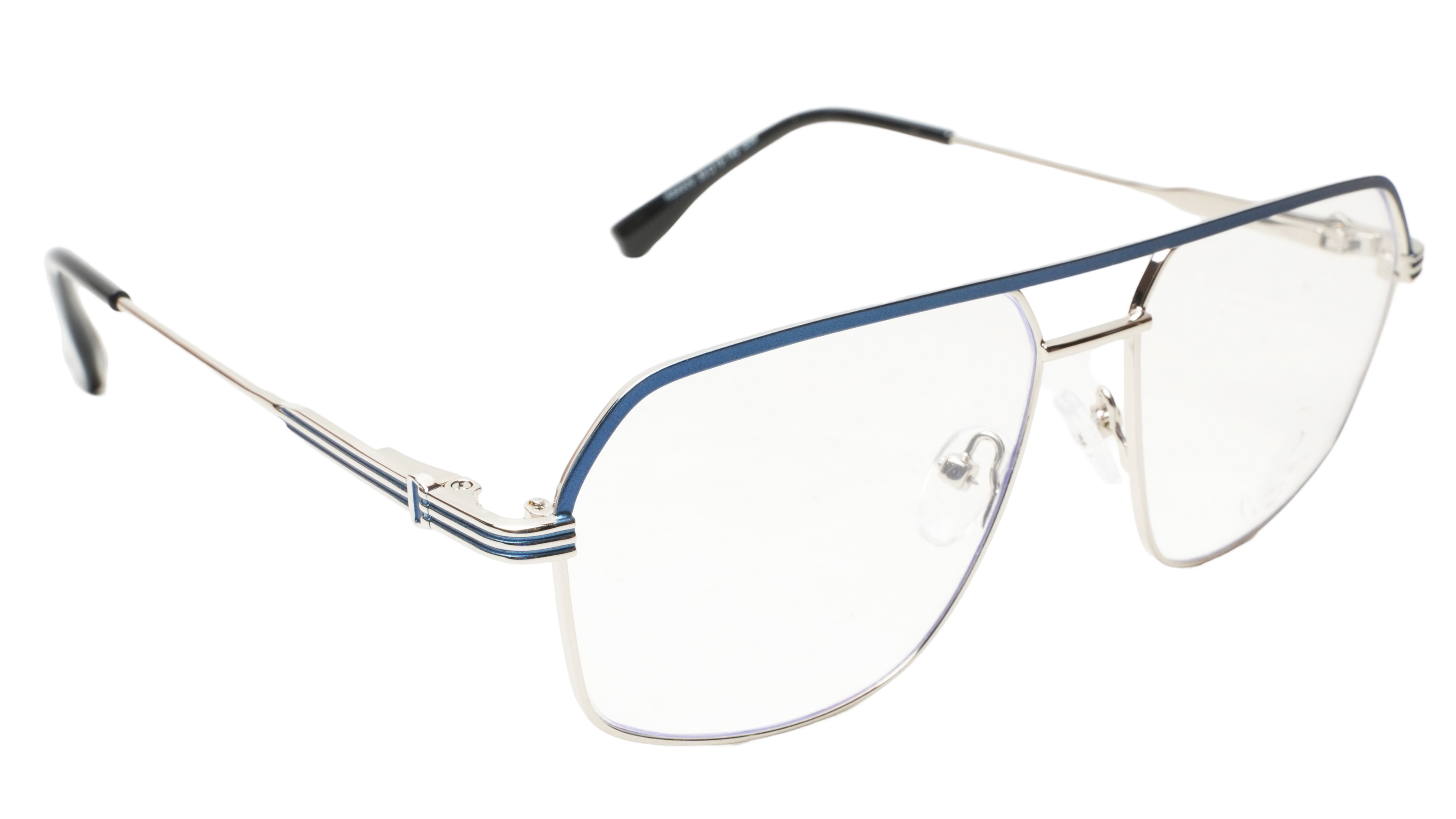 Soigné Unisex Rectangular Spectacle Frame.Blue&Silver-Medium