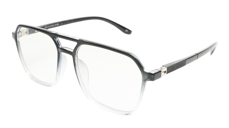 Soigné Unisex Oversized Square Spectacle Frame.Black&Transparent Frame