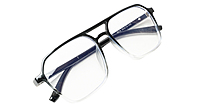 Soigné Unisex Oversized Square Spectacle Frame.Black&Transparent Frame