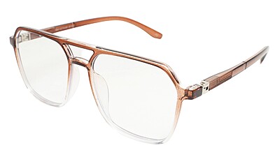 Soigné Unisex Oversized Square Spectacle Frame.Brown&Transparent Frame
