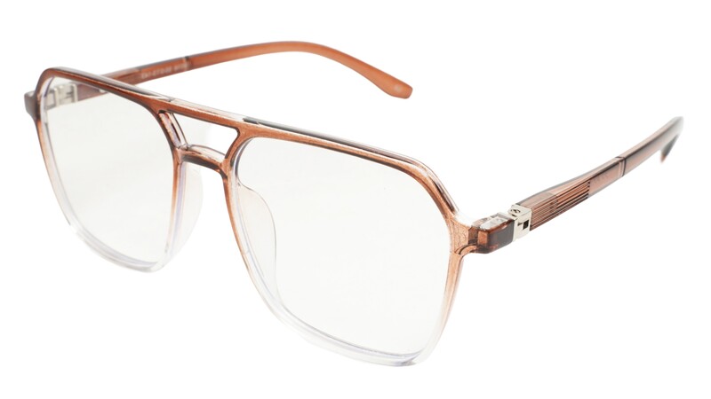 Soigné Unisex Oversized Square Spectacle Frame.Brown&Transparent Frame