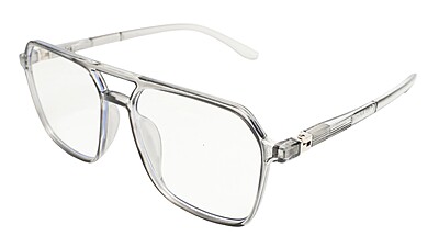 Soigné Unisex Oversized Square Spectacle Frame.See Through Gray Color