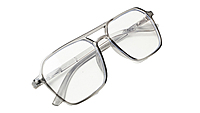 Soigné Unisex Oversized Square Spectacle Frame.See Through Gray Color