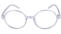 Soigné Unisex Round Large Spectacle Frames. Transparent Frame with Leather Pouch