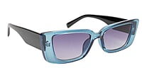 Female Large Rectangular Sunglasses. See Through Light Blue Rim