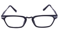 Unisex Rectangular Large Spectacle Frames. Matte Black Color Rim. Grey Color Metal Temple.