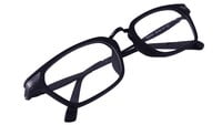 Unisex Rectangular Large Spectacle Frames. Matte Black Color Rim. Grey Color Metal Temple.