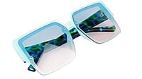 Female Oversized Square Sunglasses. Light Blue Color Rim Female Oversized Square Sunglasses. Light Blue Color Rim