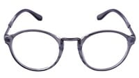 Unisex Round Large Spectacle Frame. See Through Grey Color Rim.