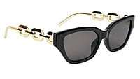 Female Large Cat Eye Sunglass. Black Rim. Golden Temple. Female Large Cat Eye Sunglass. Black Rim. Golden Temple.