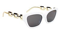 Female Large Cat Eye Sunglass. White Rim. Golden Temple. Female Large Cat Eye Sunglass. White Rim. Golden Temple.