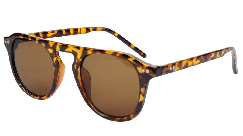 Unisex Medium Round Sunglass. Tortoise Print Frame.