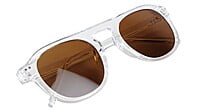 Unisex Medium Round Sunglass. Transparent Frame. Brown Lens.
