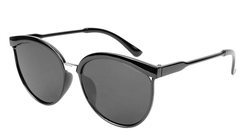 Female Oversized Round Sunglasses. Glossy Black Frame Female Oversized Round Sunglasses. Glossy Black Frame