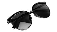 Female Oversized Round Sunglasses. Glossy Black Frame Female Oversized Round Sunglasses. Glossy Black Frame