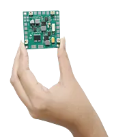 Compact 80A drone power distribution board held in hand for size reference