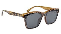 Unisex Medium Square Sunglass. Leopard Print & Brown Frame.