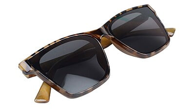 Unisex Medium Square Sunglass. Leopard Print & Brown Frame.