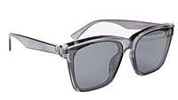 Unisex Medium Square Sunglasses. See Through Grey Frame.
