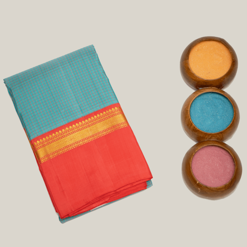 Continental Blue Kanchipuram with Deep Orange