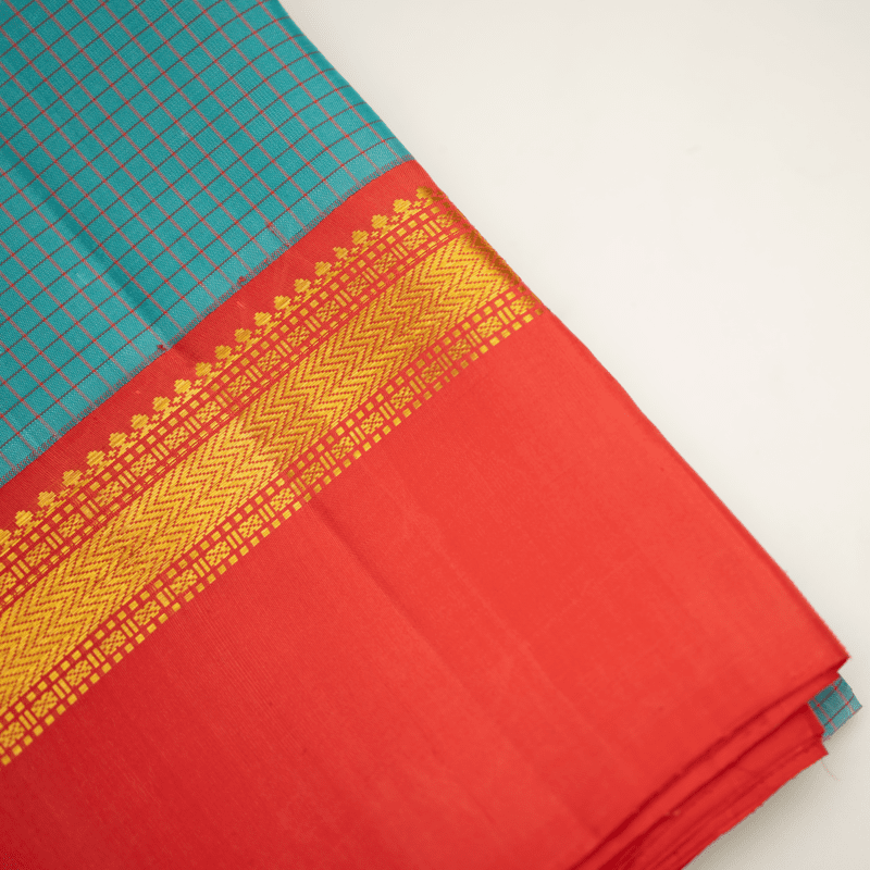 Continental Blue Kanchipuram with Deep Orange