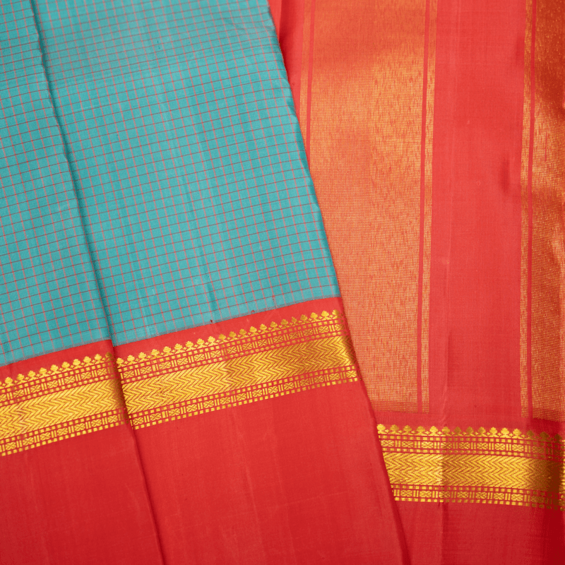 Continental Blue Kanchipuram with Deep Orange