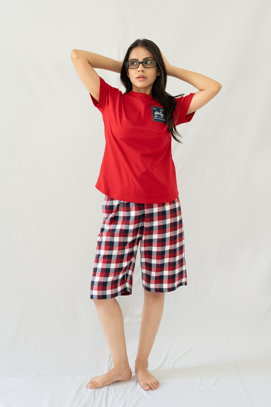 STAY IN - Red Flannel Pyjama Shorts