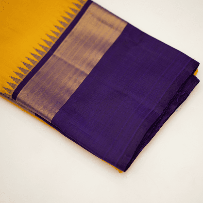 Passion Yellow Kanchipuram with Platinum Blue
