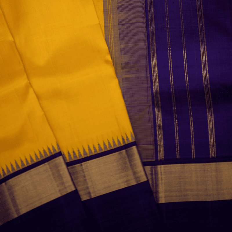 Passion Yellow Kanchipuram with Platinum Blue