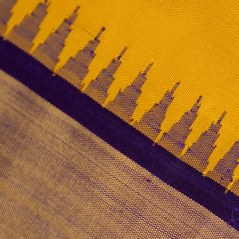 Passion Yellow Kanchipuram with Platinum Blue