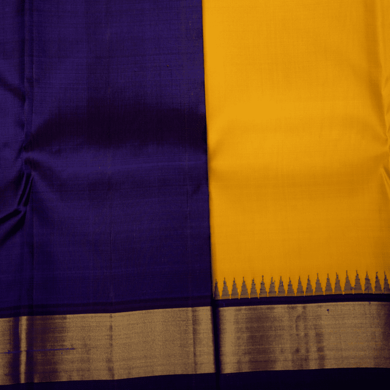 Passion Yellow Kanchipuram with Platinum Blue