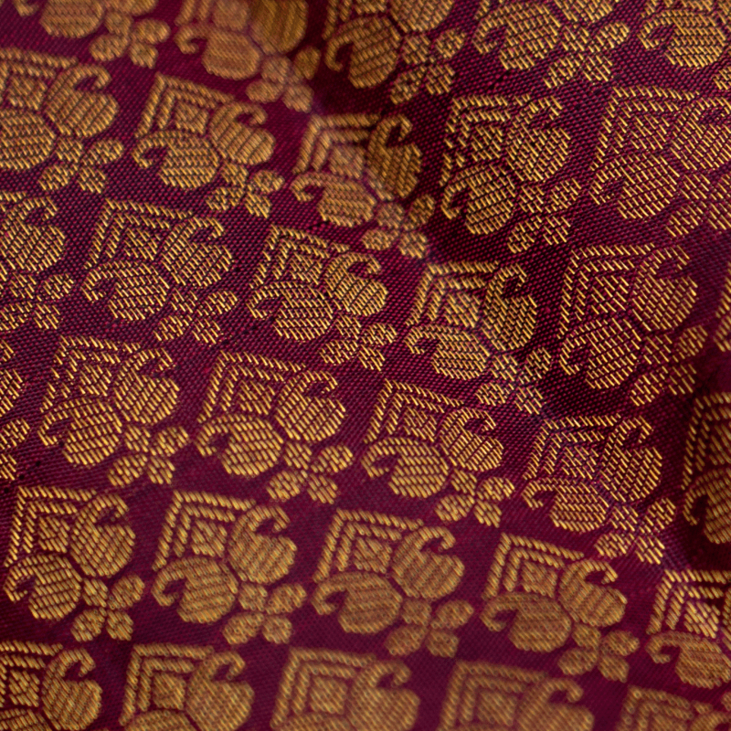 Mahogany Brown Kanchipuram with Prune Pink