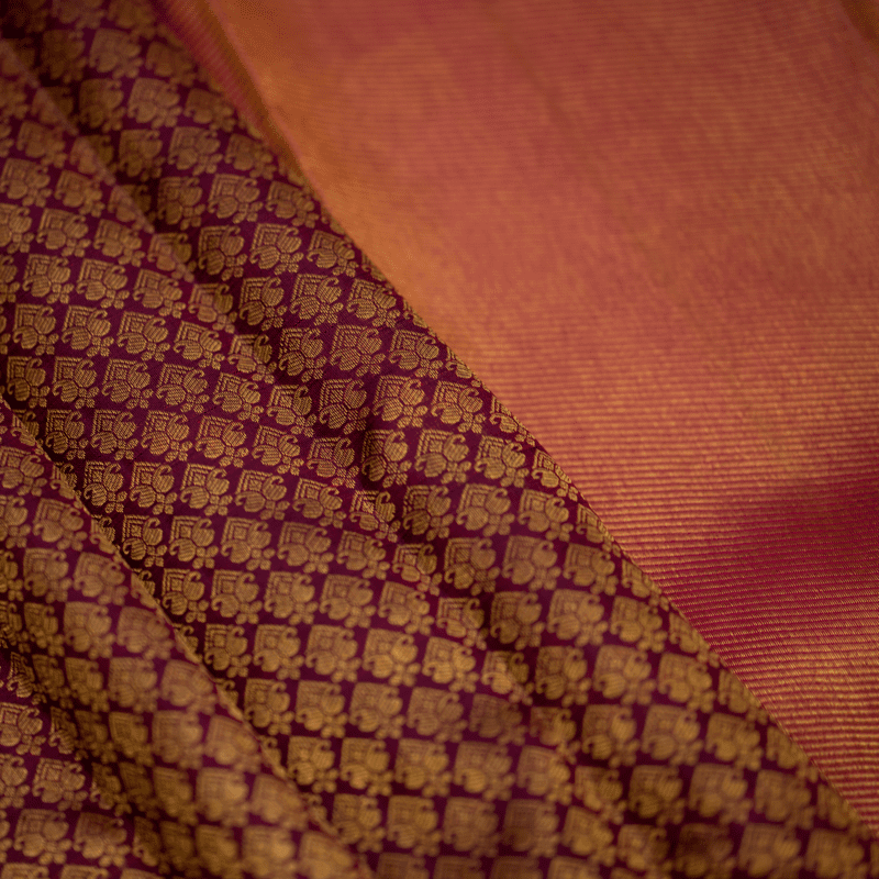 Mahogany Brown Kanchipuram with Prune Pink