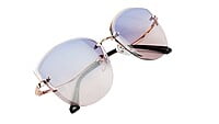 Female Oversize Sunglasses. See Through Blue & Pink Lens