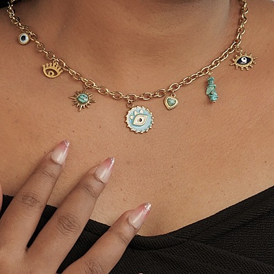 Blue Evil Eye Charm Necklace