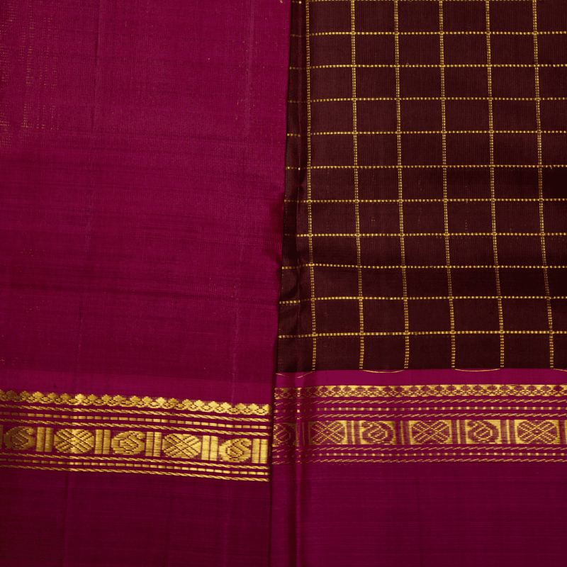 Terracotta Brown Kanchipuram with Vadamalli Violet