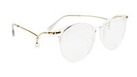 Round Medium Spectacle Frame For Girls&Women. Gold &Transparent Frame