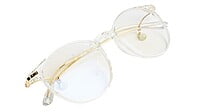 Round Medium Spectacle Frame For Girls&Women. Gold &Transparent Frame